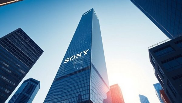 Sony's financial growth highlighted with modern skyscraper view