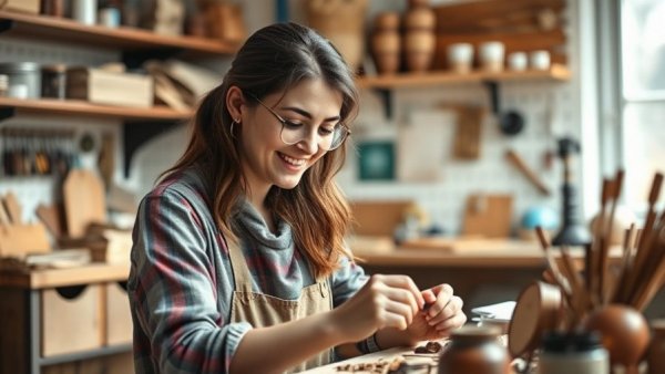 Sole Proprietorship Explained: Artisan woman crafting in workshop.