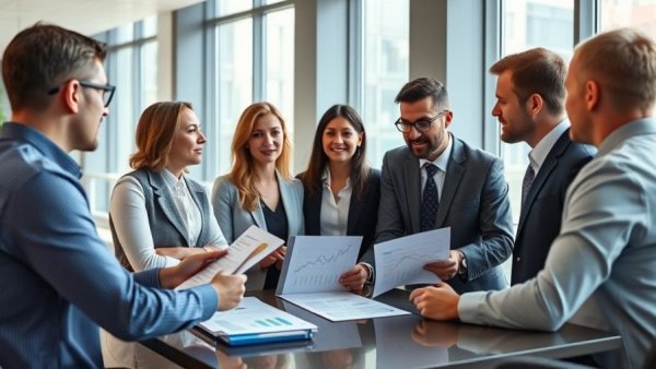 Group of professionals analyzing business loans without personal guarantee.
