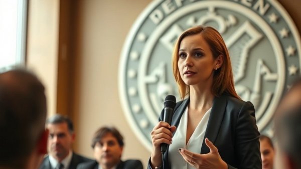 FCC speaker under emblem discusses censorship campaign against Disney.