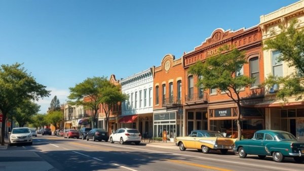 Historic Pittsburgh street with vintage buildings and clear sky.