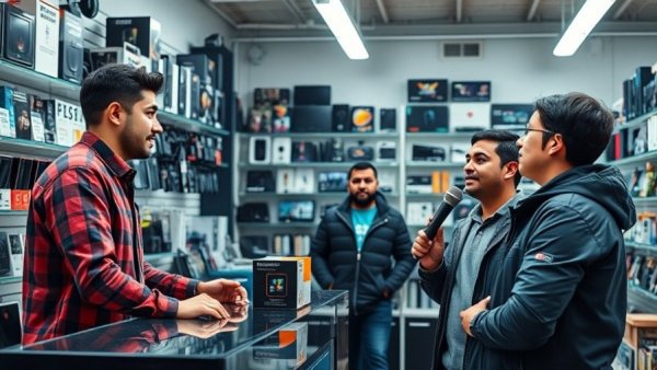 Shop interaction highlights tech store interview about UK payment links.