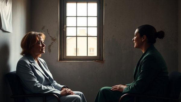 Two women in a small office discussing Housing First limitations.
