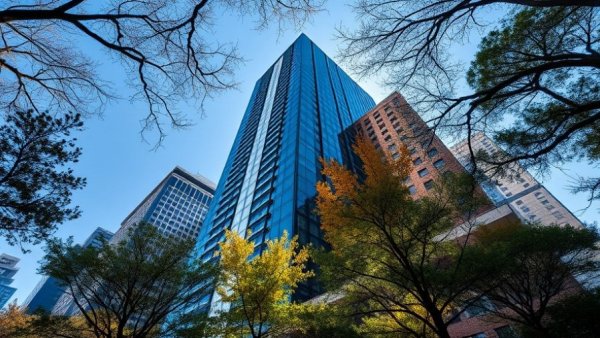 Cityscape with tall buildings and trees under a clear blue sky, AvalonBay and Equity Residential Merger.
