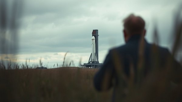 SpaceX's Starship launch preparation in cloudy conditions.