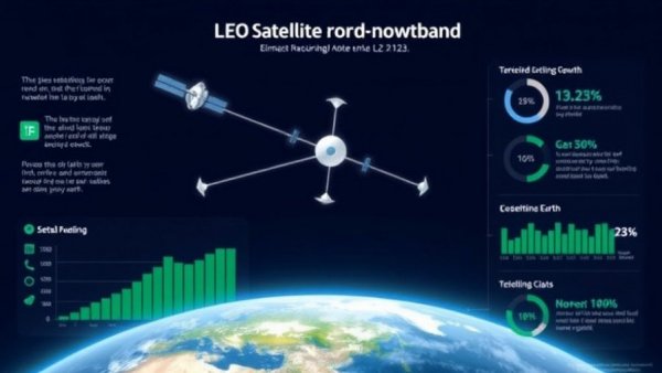 LEO Satellite Broadband Growth infographic showing satellites and data.
