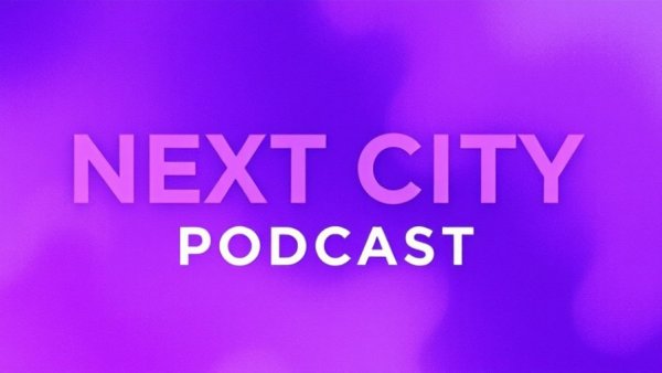 Abstract podcast banner for nonprofit newsrooms serving immigrant communities.