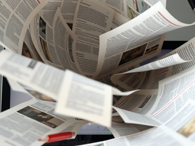 Whirlwind of articles and stories on a computer screen, showcasing stable diffusion.