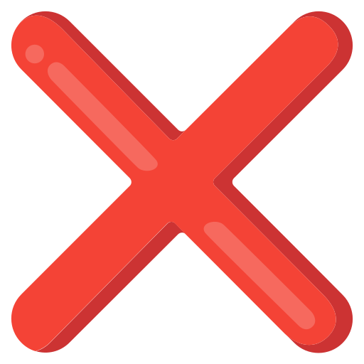 Red X on white background symbolizing error or caution