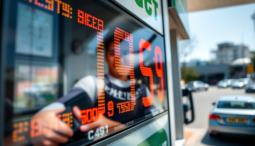 Gas prices climb nationwide with digital display showing increasing numbers.