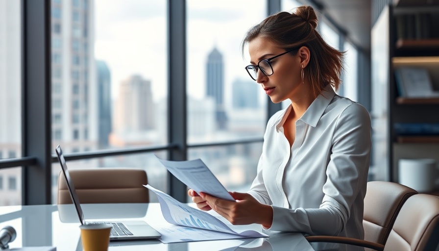 Chanson International Holding financial results being analyzed by a businesswoman.