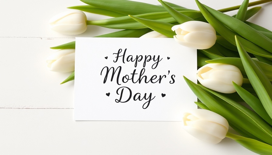 Mother's Day gift tags with white tulips on wood background.