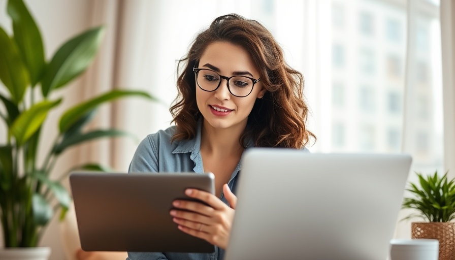 Woman managing internet home business during video call