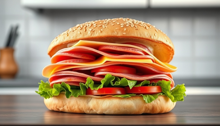 Delicious sub sandwich with salami, cheese, and veggies on a sesame bun, showcasing Subway sandwich subscription innovation.