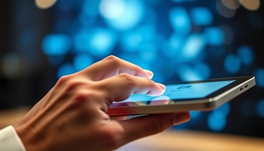 Hand using tablet with square apps for small businesses.
