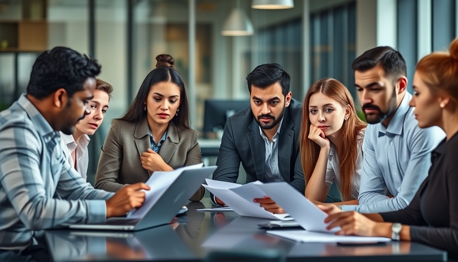 Office meeting addressing bad workplace behavior. Diverse team in discussion.