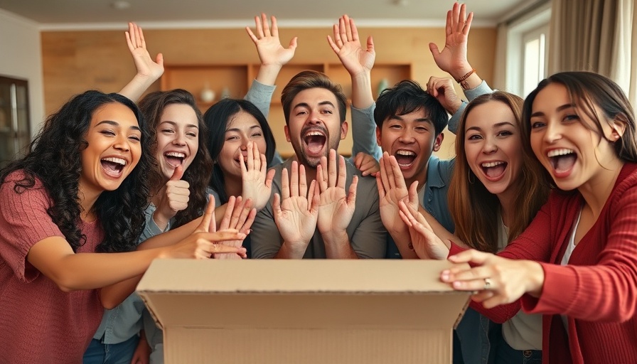 Excited individuals reaching into a box, gift shipping tips.