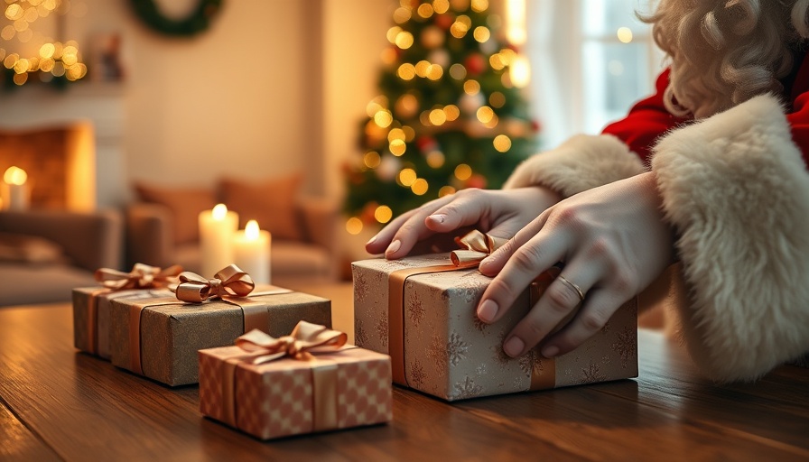 Santa sorting gifts in a cozy room, Secret Santa tradition.