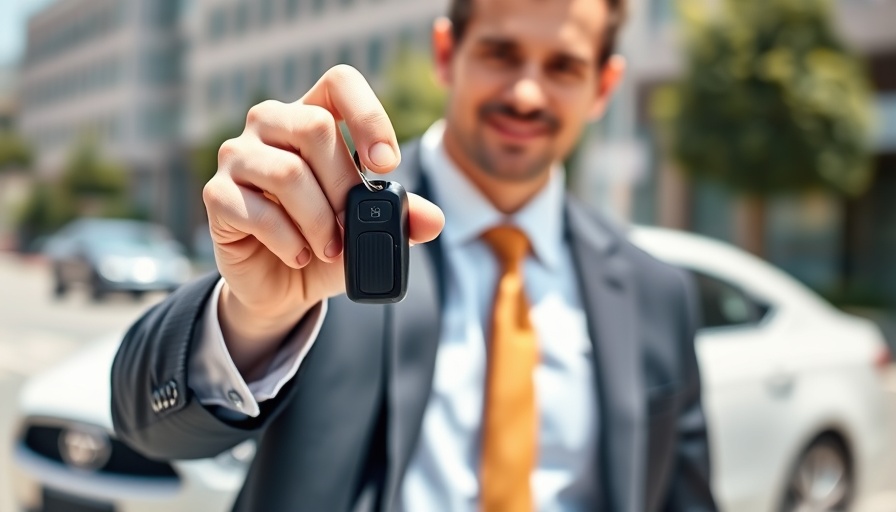 Car Rental Franchise Opportunities: Businessman with car key.