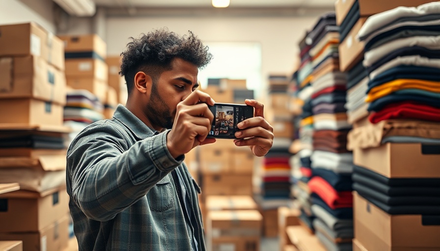 Entrepreneur taking photo of products to source products to sell online.