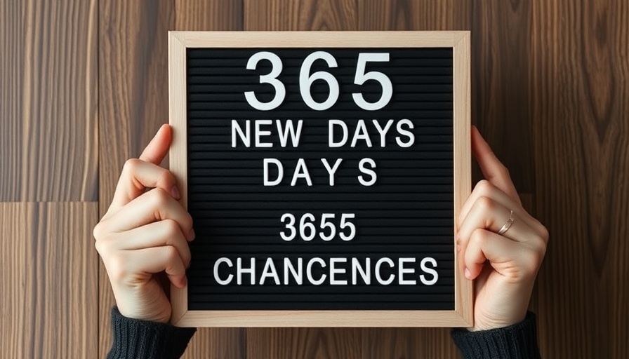 Motivational message on letter board, '365 new days, 365 new chances'.