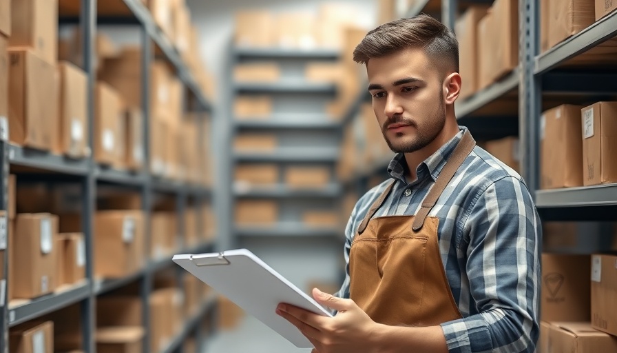 Focused seller reviewing inventory clipboard in office for selling successfully on Amazon.