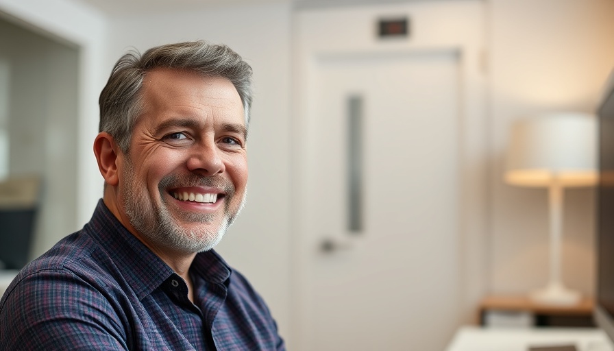 Middle-aged man discussing brand loyalty strategies in a modern office.
