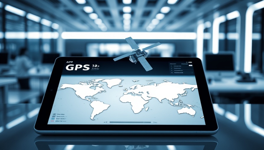Global tech display with GPS and satellite on a tablet screen.