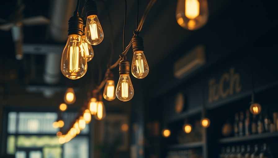 String of vintage bulbs showcasing creative bar lighting ideas