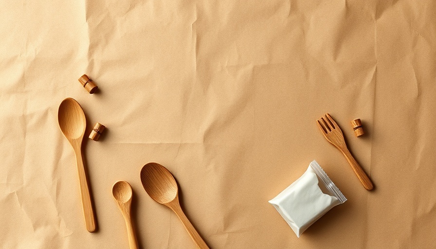 Eco-friendly materials with utensils on paper, showcasing sustainability.