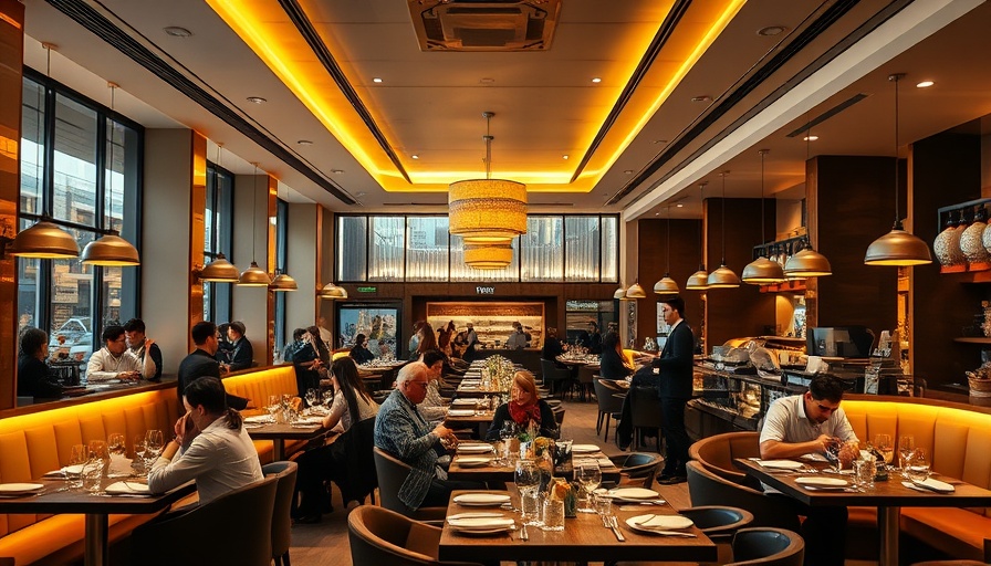 Modern restaurant scene reflecting no tipping trend.