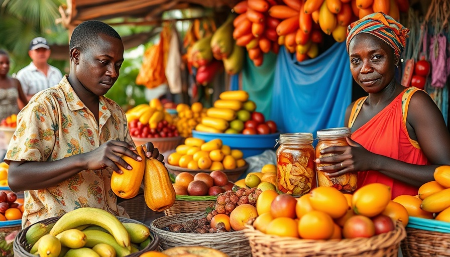 Ugandan entrepreneurs demonstrate fruit preservation.