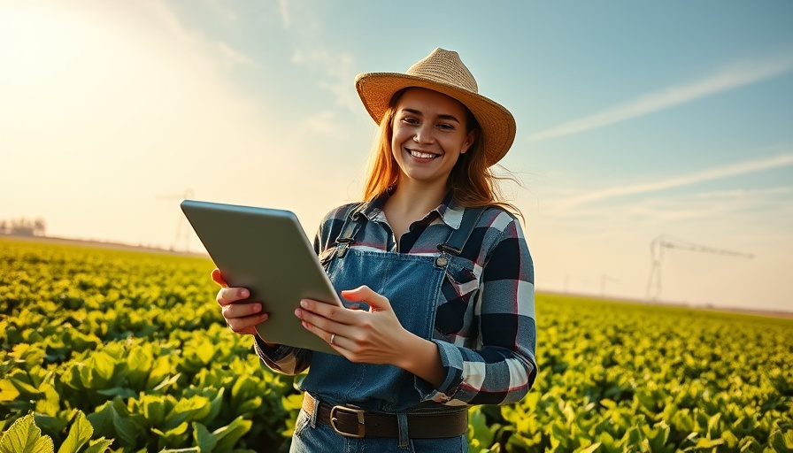 Young female farmer using tablet in field for innovative agricultural business ideas
