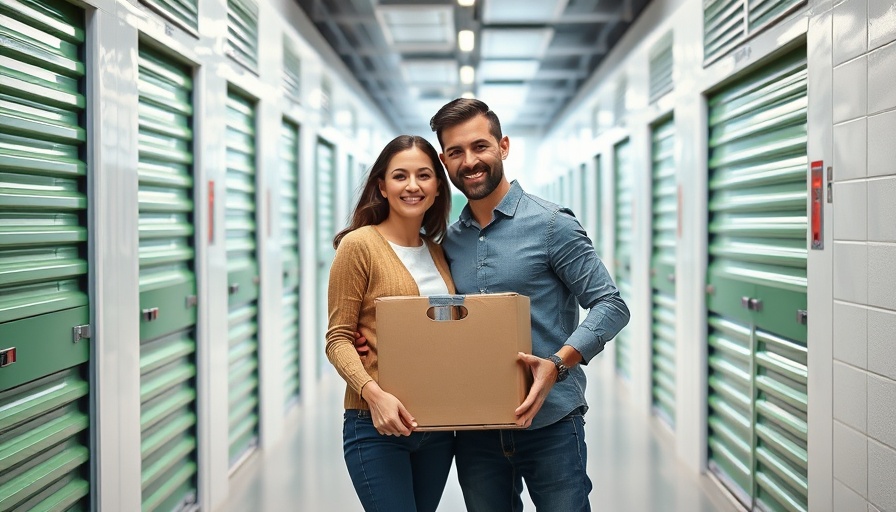 Confident couple in storage unit facility, highlighting Storage Unit ROI.
