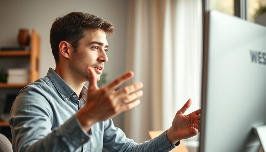 Focused young man in home office, engaging online, boosting SEO.