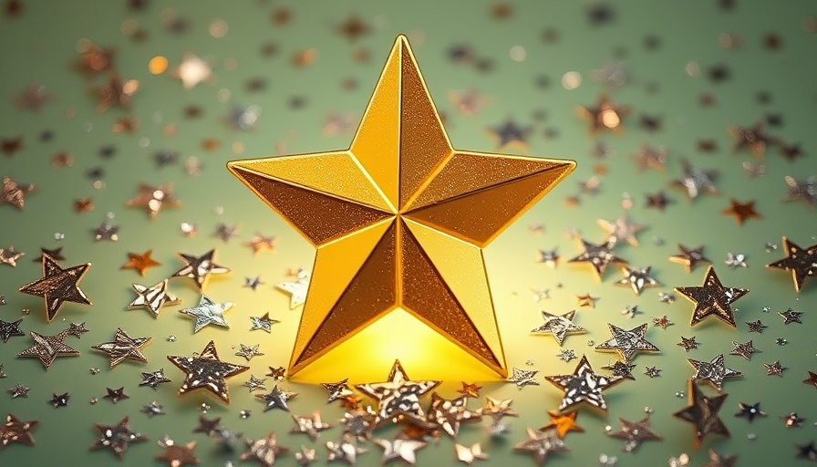 Holiday Printing Ideas and Tips: Gold star with star confetti.
