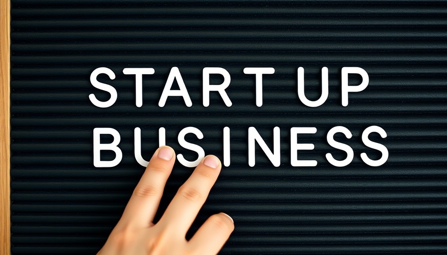 Close-up of hand arranging letters on a startup business board