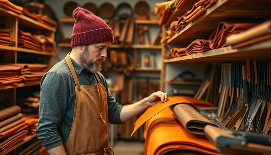 Artisan choosing leather rolls in a workshop, custom stories for engagement.
