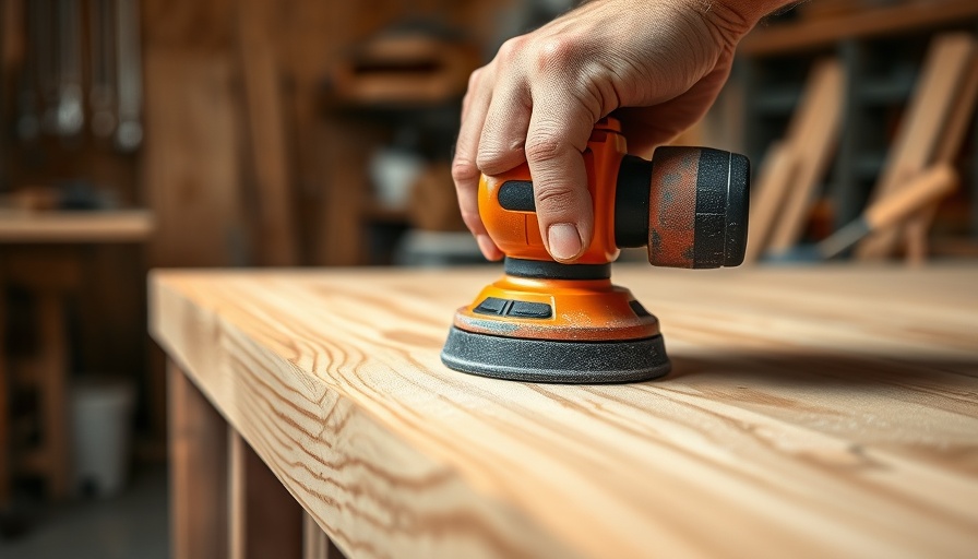 Best Power Sanders for Woodworking: Using a sander on a wood table edge.