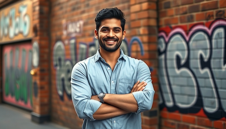 Marketing Maven Graphic Design Specialist smiling in urban setting.