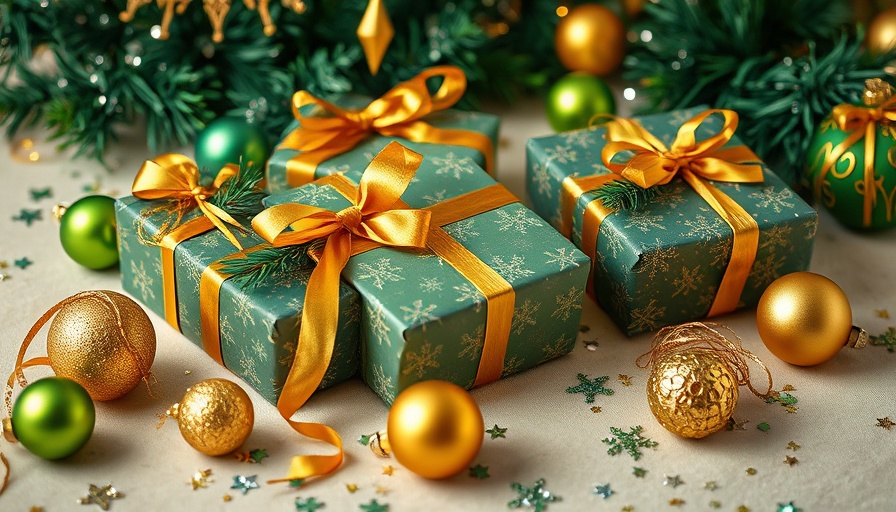 Festive gift display with ornaments and ribbons, highlighting selling strategies.
