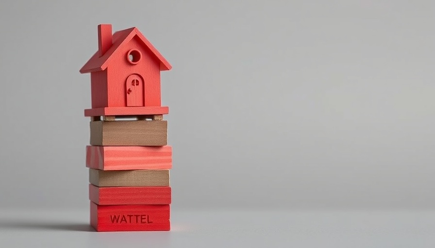 Miniature house on red blocks symbolizes surviving demand volatility in business strategies.