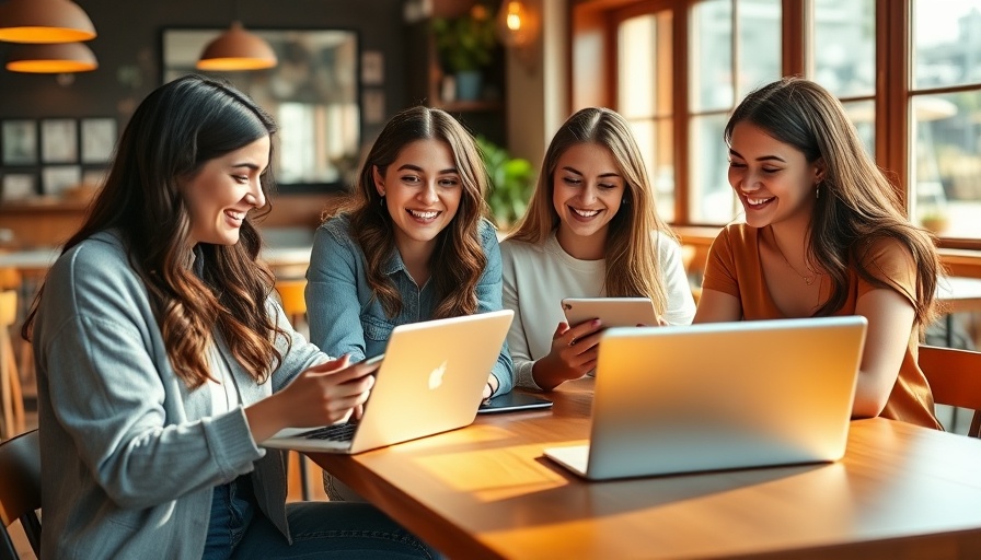 Women collaborating with laptops in a cozy café setting.