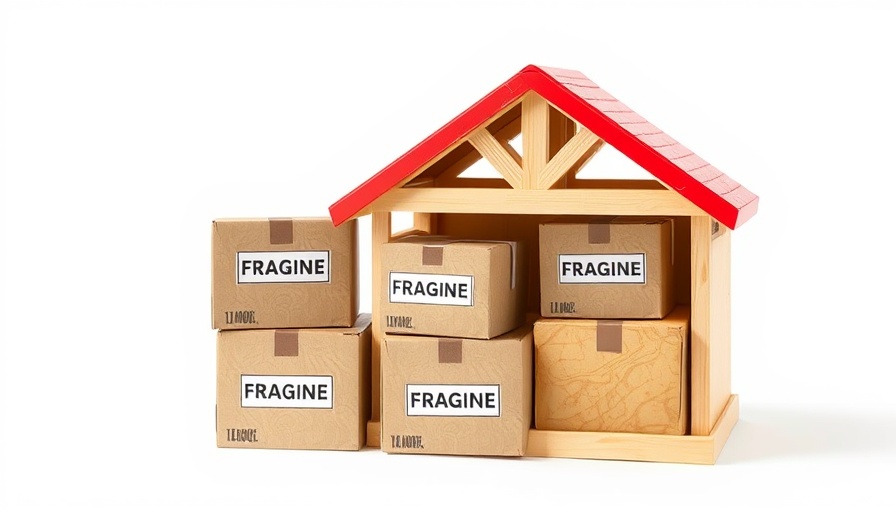 Cardboard boxes inside red-roofed structure symbolizing USPS Features for Shipping.