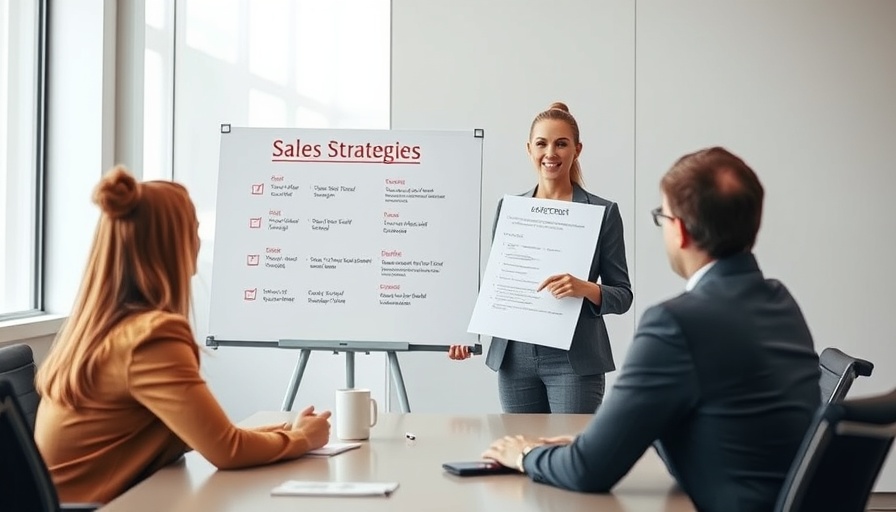 Business meeting in session with sales role playing presentation.