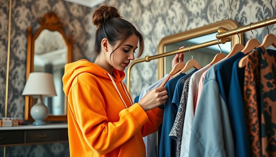 Woman photographing clothes for consignment in stylish room.