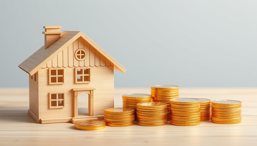 Miniature house and coin stacks on table for fixing your credit score.