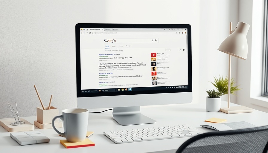 Office computer showing SEO search results