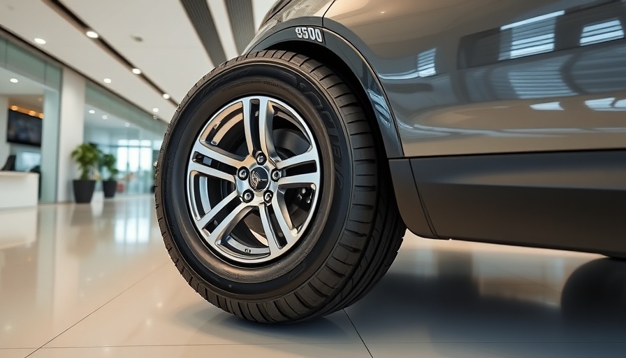 SUV tire in a tire franchise showroom, modern display.