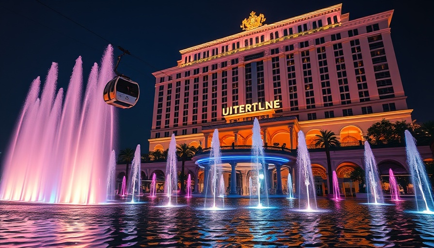 Asia's 50 Best Bars 2025 at vibrant hotel with cable car and fountains.